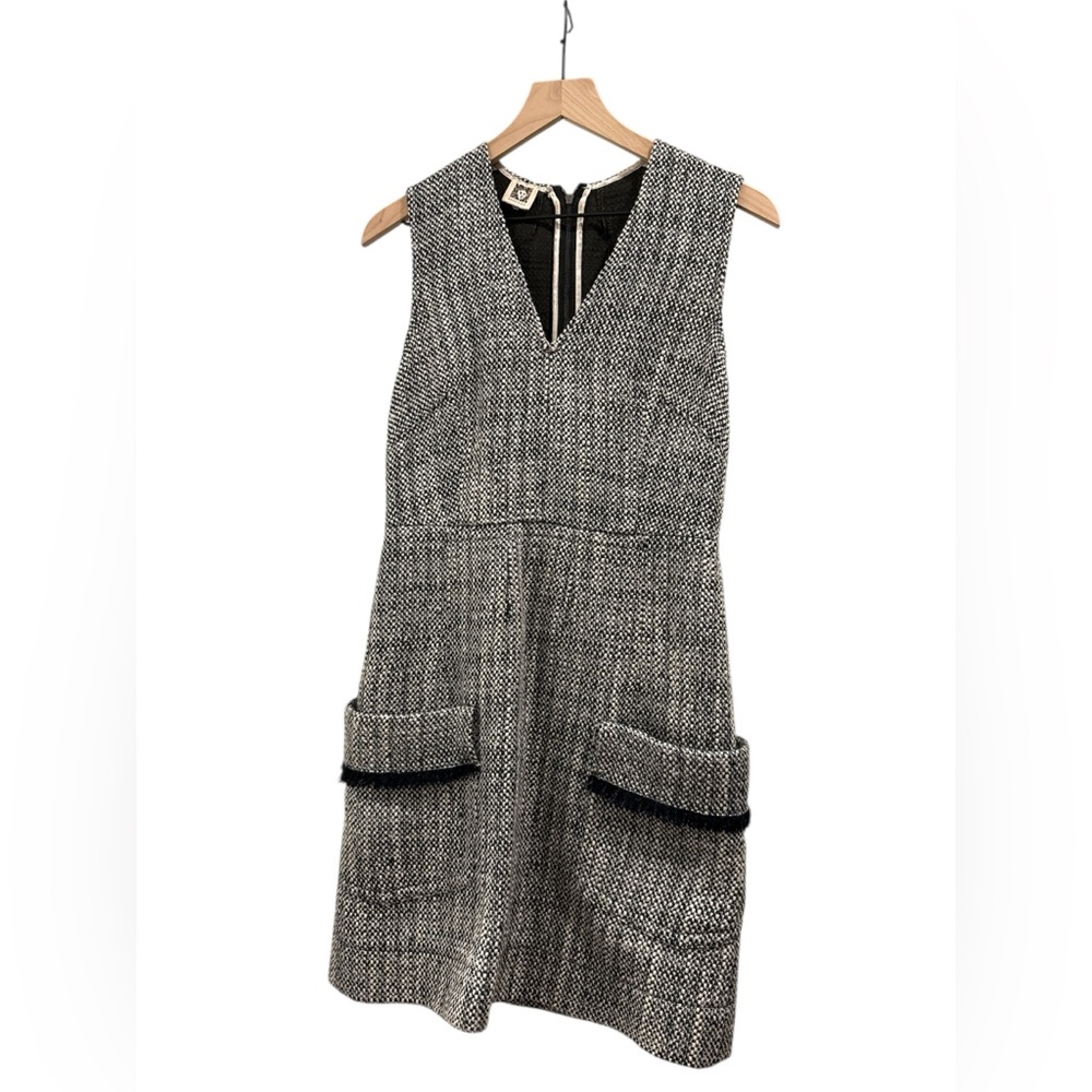 Anne Klein Black and White Tweed Midi Dress